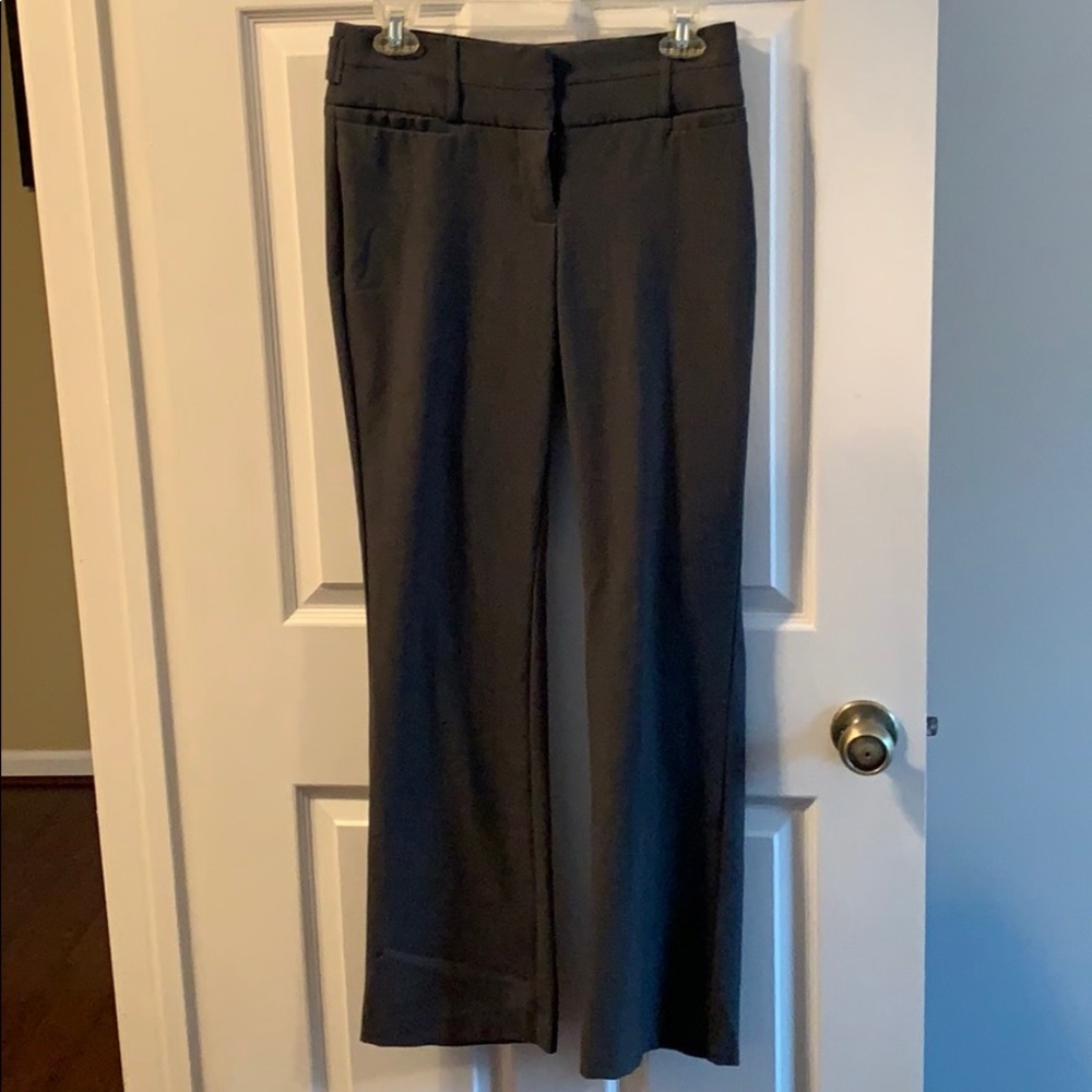 Dark gray work pants with elastic waist